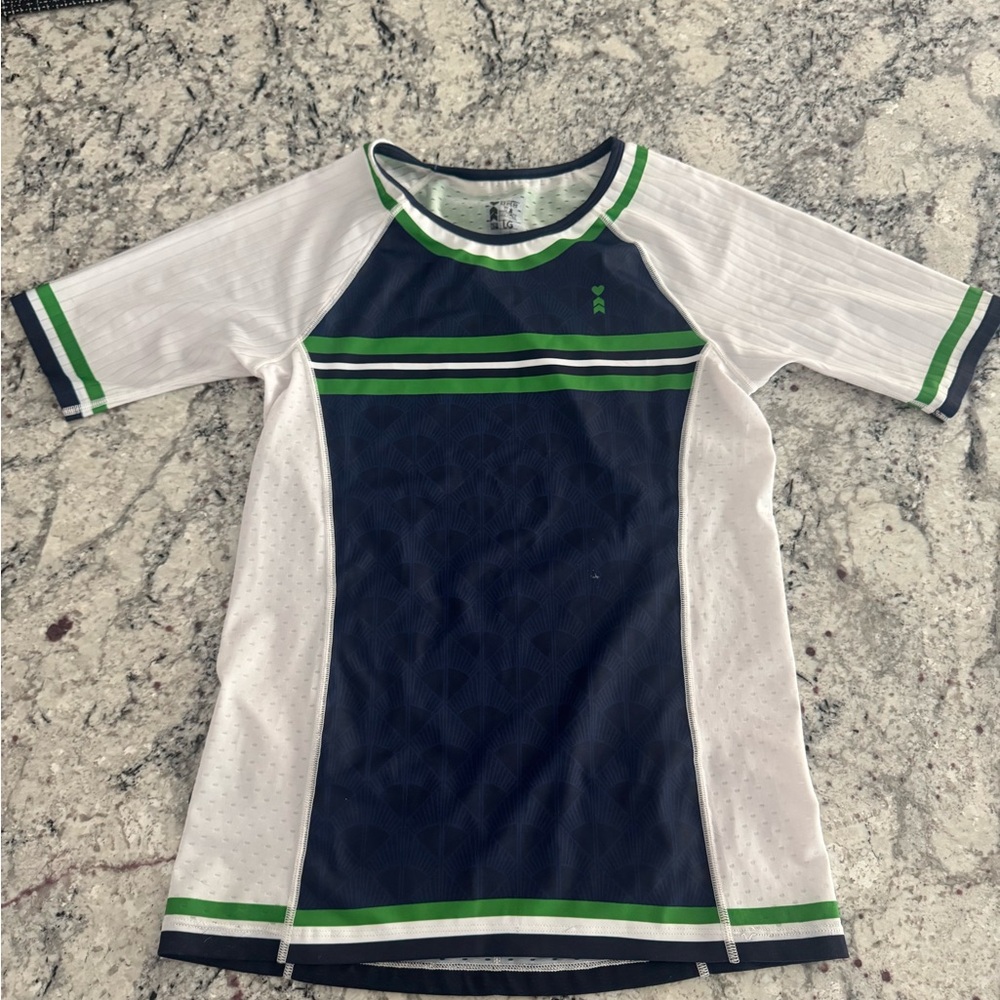 Couer Cycling Jersey White and Navy with Green Accents